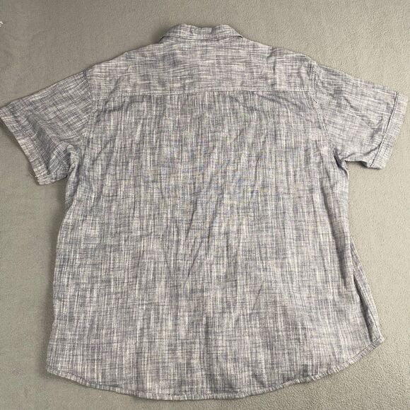 PD & C Short Men's 2X Sleeve Button Down Polo Shirt Dark Gray Denim 100% Cotton - Picture 2 of 12